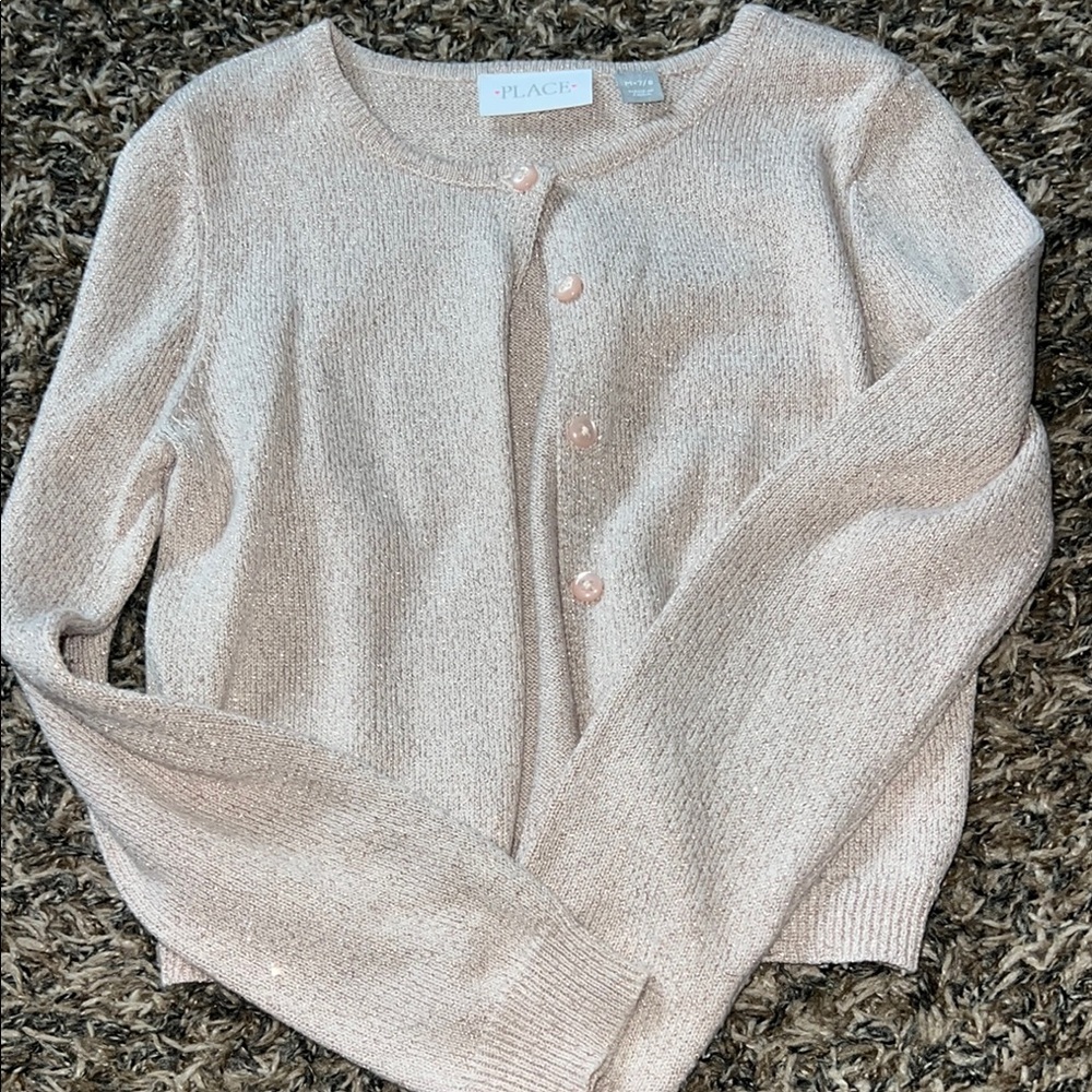 The Children's Place Cream /Rose Gold Shimmery Classic Knit Sweater